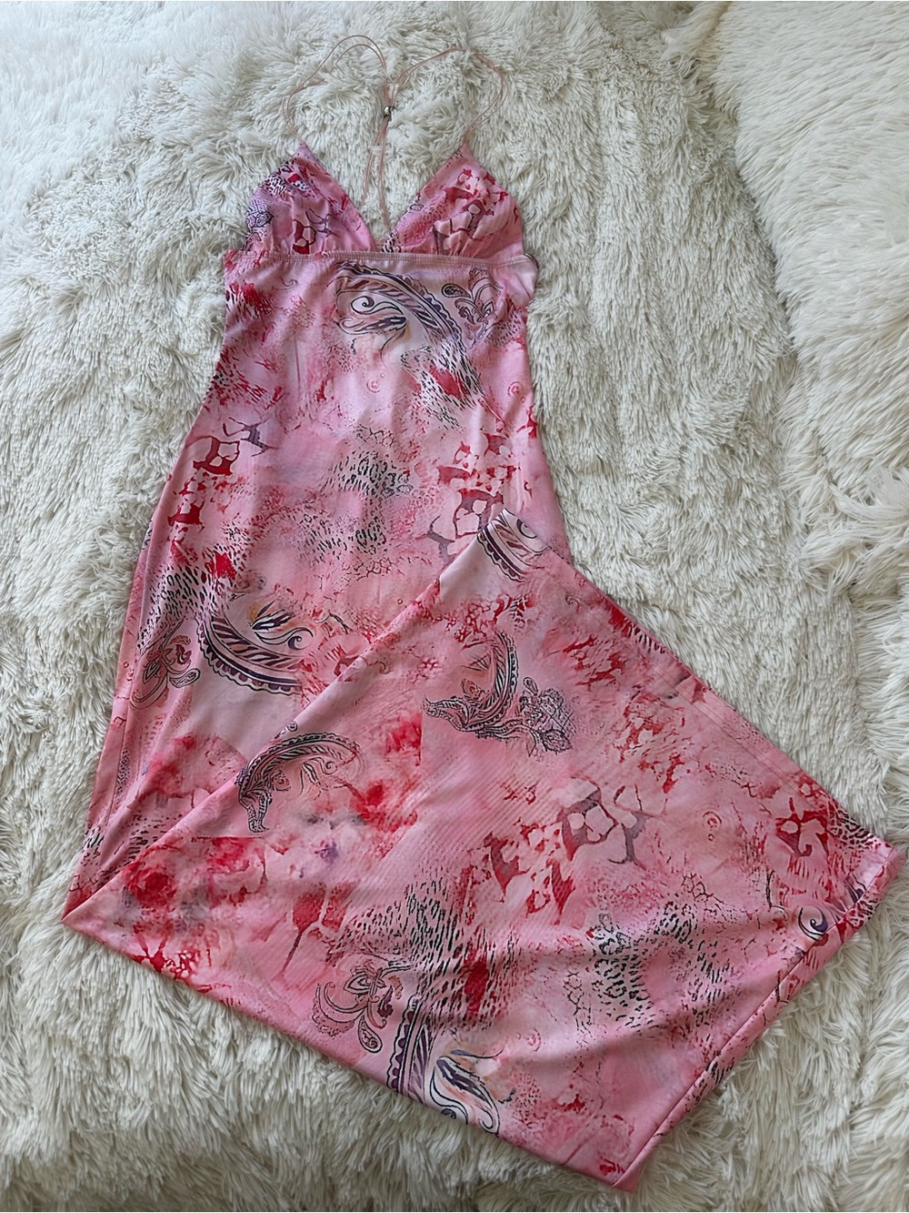 Y2K Pink Butterfly Open Back Maxi Dress Size Large Fairycore Coquette Slip Dress